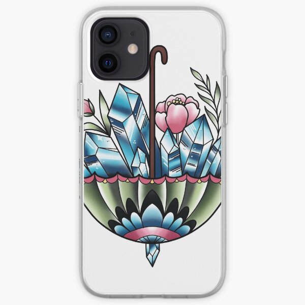 Umbrella with crystal and Flowers iPhone Soft Case
