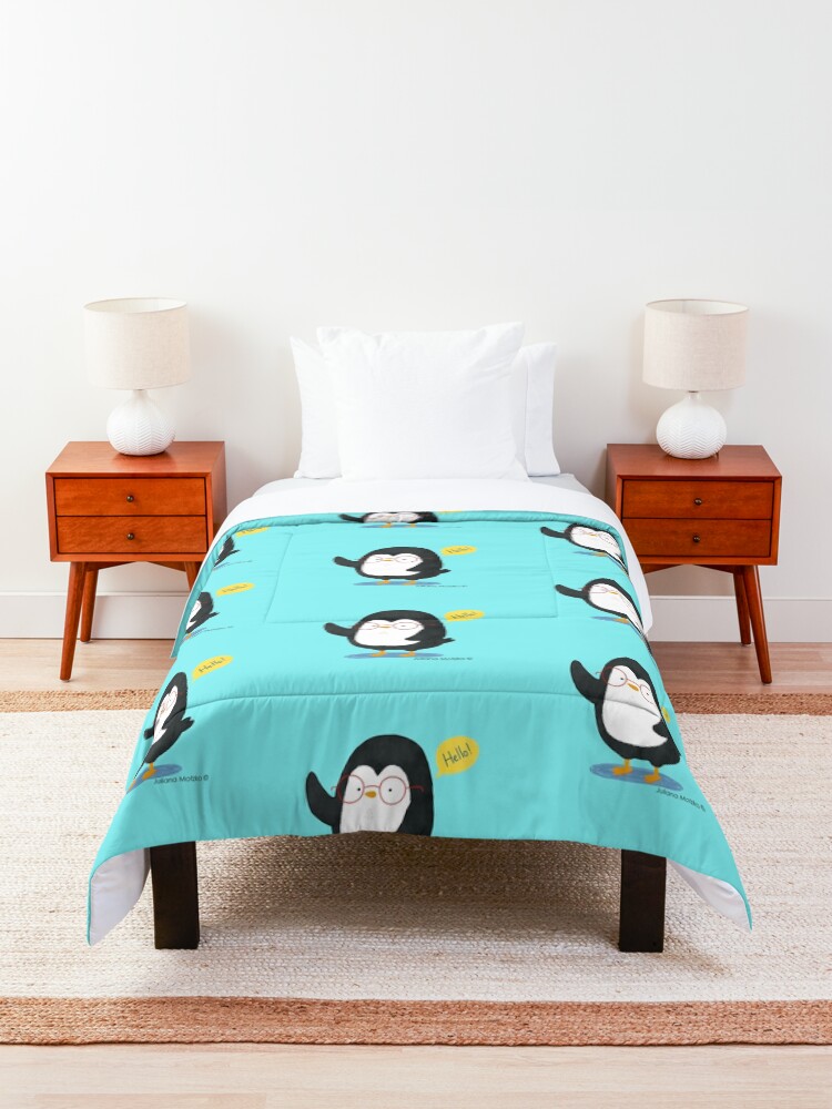 Alternate view of Albert Penguin wants to say Hello ! Comforter