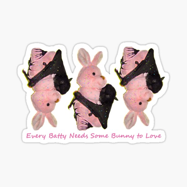 Batzilla - Every Batty Needs Some Bunny to Love (lavender background) Sticker
