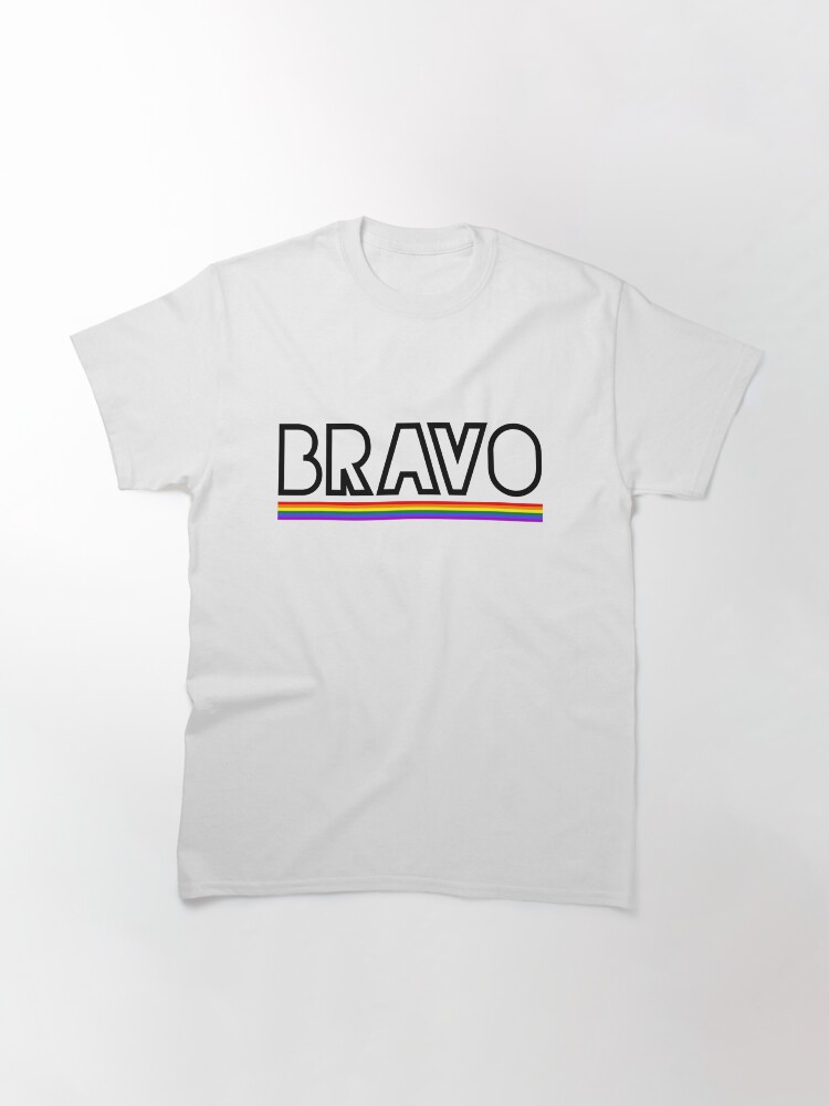 Alternate view of BRAVO Rainbow Flag (Black Letters) Classic T-Shirt