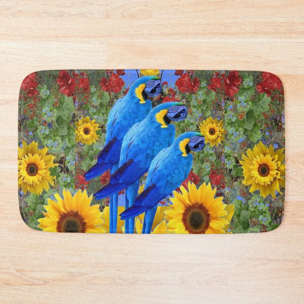 Item preview, THREE BLUE MACAWS SUNFLOWER  GARDEN ART designed and sold by sharlesart.