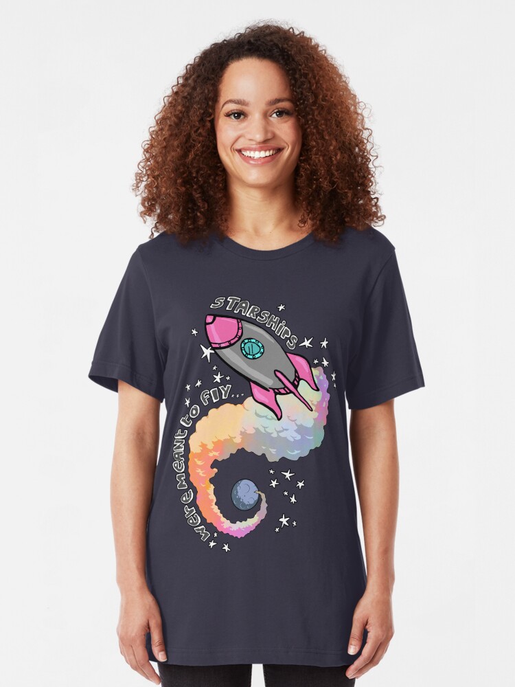 Alternate view of Starships Were Meant To Fly! Slim Fit T-Shirt