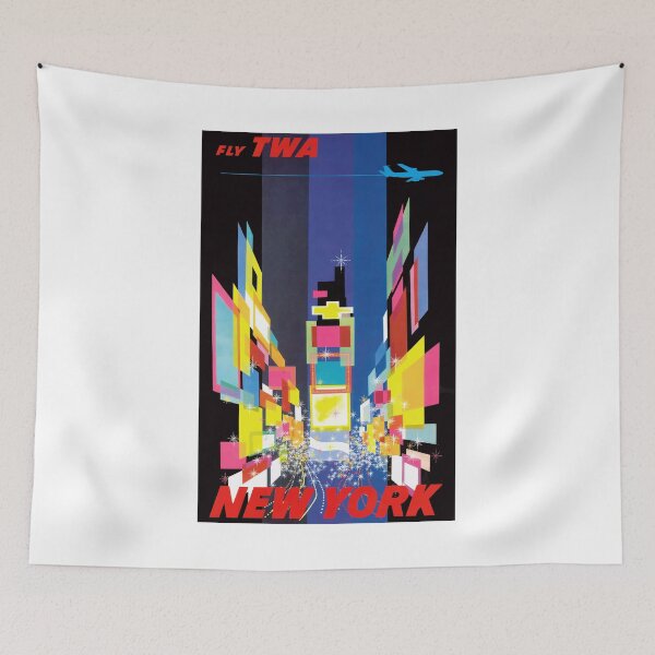 Item preview, 1960 New York Fly TWA Vintage Airline Poster designed and sold by retrographics.