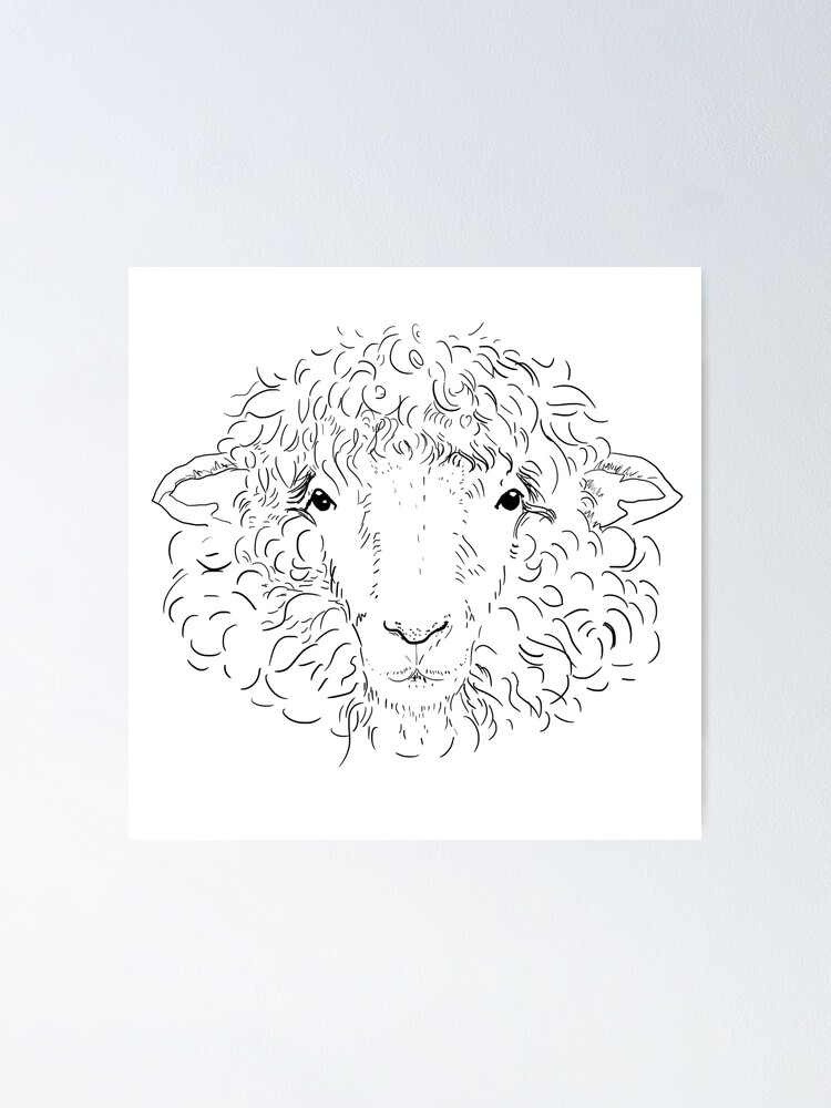 Sheep Head with Thick Fur on Chest Stock Vector - Illustration of design,  drawing: 207122617