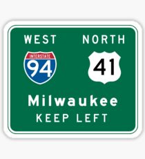 Milwaukee, WI Road Sign, USA Sticker