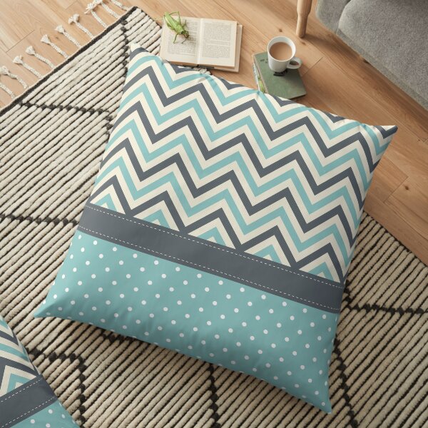 Cute Shabby Chevron Polka Dots Wallpaper Floor Pillow