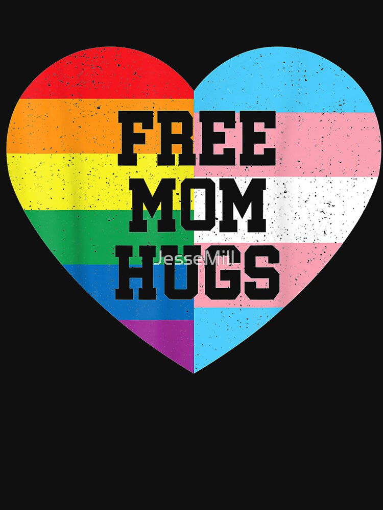 Thumbnail 7 von 7, Classic T-Shirt, Kostenlose Mutter umarmt Stolz Geschenk Regenbogenfahne Familie designt und verkauft von JesseMill.