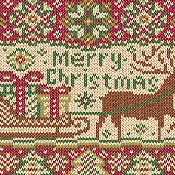 Aperçu de l'œuvre Knitted pattern with reindeer red/green de olgart