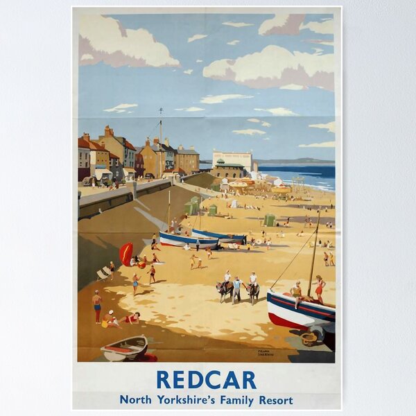 Item preview, Redcar North Yorkshire vintage travel poster designed and sold by stickart-marek.