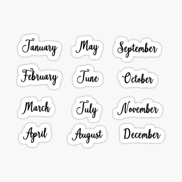 Months of the year sticker pack - months of the year journal stickers.  Sticker for Sale by Theleochick