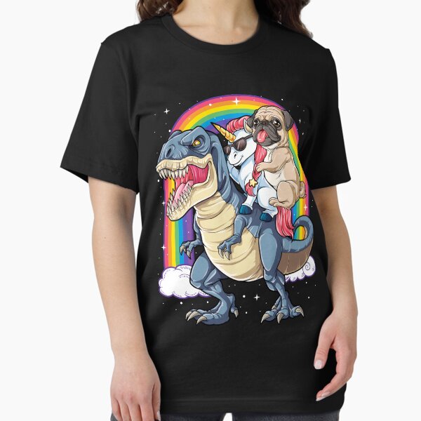 Item preview, Pug Unicorn Dinosaur T rex T shirt Kids Girls Women Rainbow designed and sold by LiqueGifts.
