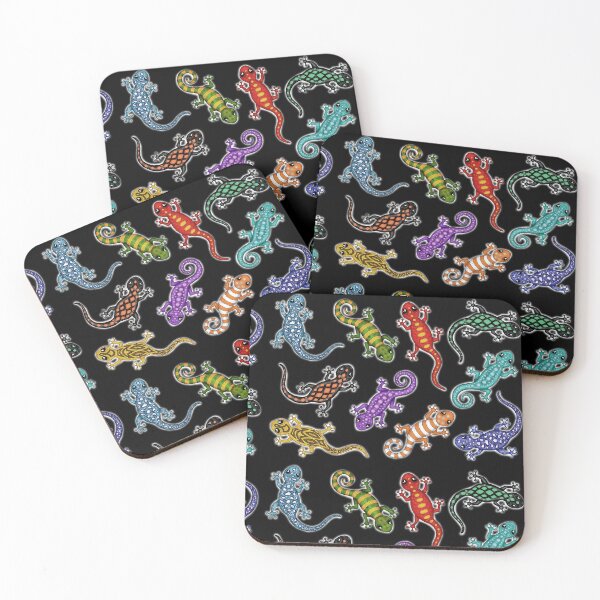 Item preview, cute Lizards / Geckos black background designed and sold by Pezi-Creation.