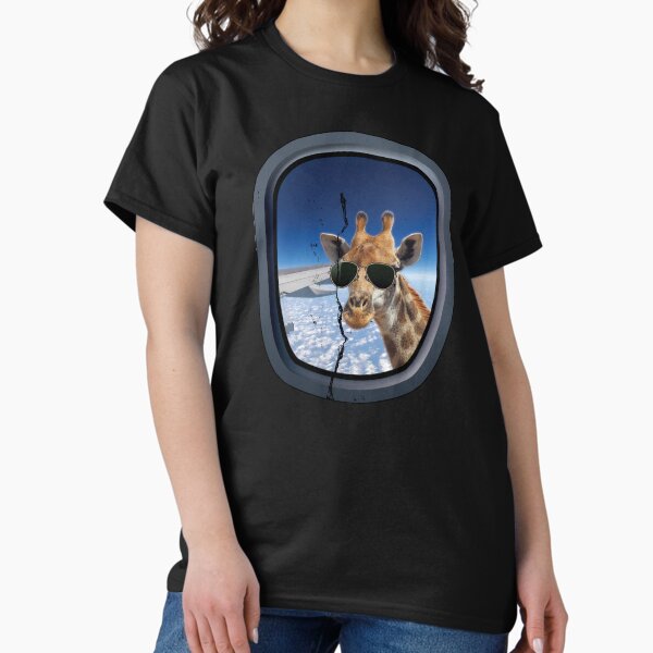 Item preview, Girafe à la fenêtre de l'avion Design surréaliste amusant pour les amoureux des girafes designed and sold by EddieBalevo.