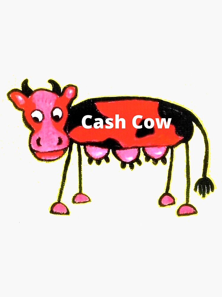 Cash Cow Three Udder Cow Quirky Art Sticker For Sale By Bagsyrose