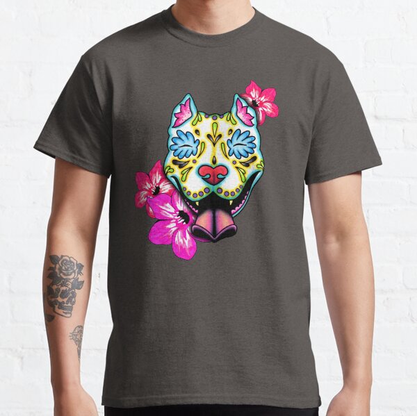 Item preview, Slobbering Pit Bull - Day of the Dead Sugar Skull Pitbull Dog designed and sold by Pretty In Ink.