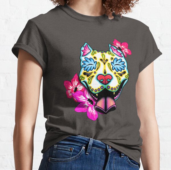 Item preview, Slobbering Pit Bull - Day of the Dead Sugar Skull Pitbull Dog designed and sold by Pretty In Ink.