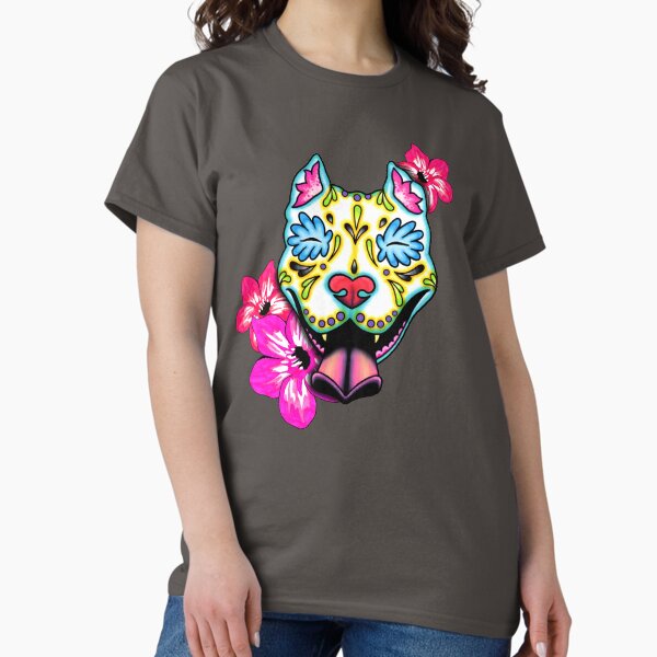 Item preview, Slobbering Pit Bull - Day of the Dead Sugar Skull Pitbull Dog designed and sold by Pretty In Ink.