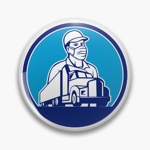Item preview, Truck Driver Wearing Mask Transport Circle Mascot designed and sold by patrimonio.