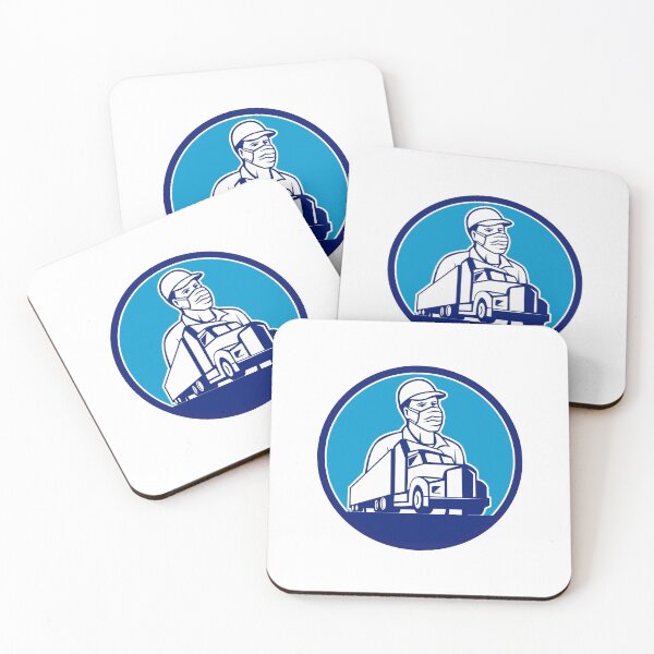 Item preview, Truck Driver Wearing Mask Transport Circle Mascot designed and sold by patrimonio.