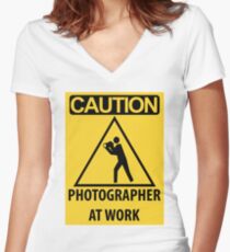 Photographer At Work Women's Fitted V-Neck T-Shirt