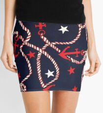 "Patriotic Anchors and Ropes Aweigh - NAVY"© Mini Skirt