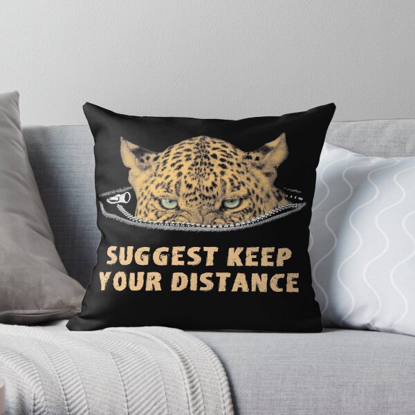 Angry Leopard Keep Your Distance Social Distancing Throw Pillow