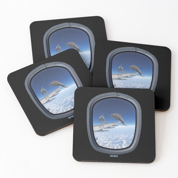 Item preview, Flying Dolphins at Plane Window Surrealistic design for Dolphin Lovers designed and sold by EddieBalevo.