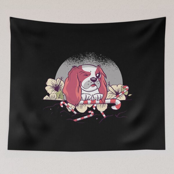 Item preview, Dog winks with flowers and candy canes designed and sold by Dibbelchen.
