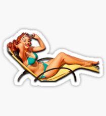 Relaxing Pin Up Girl on Bikiny Sticker