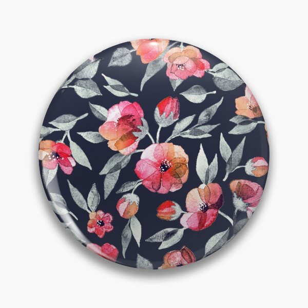 Item preview, Fresh Spring Blooms in Watercolor - charcoal grey and coral designed and sold by micklyn.