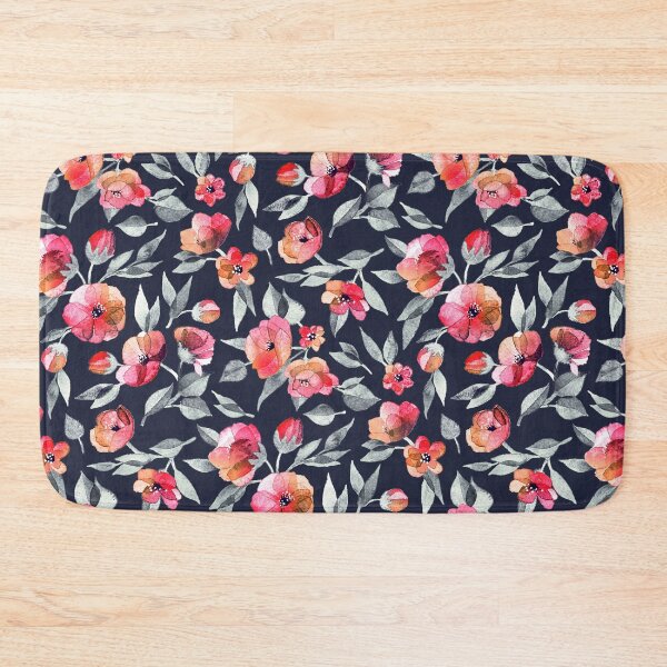 Item preview, Fresh Spring Blooms in Watercolor - charcoal grey and coral designed and sold by micklyn.