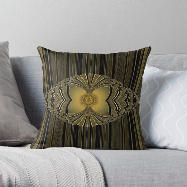 Golden Floral Throw Pillow