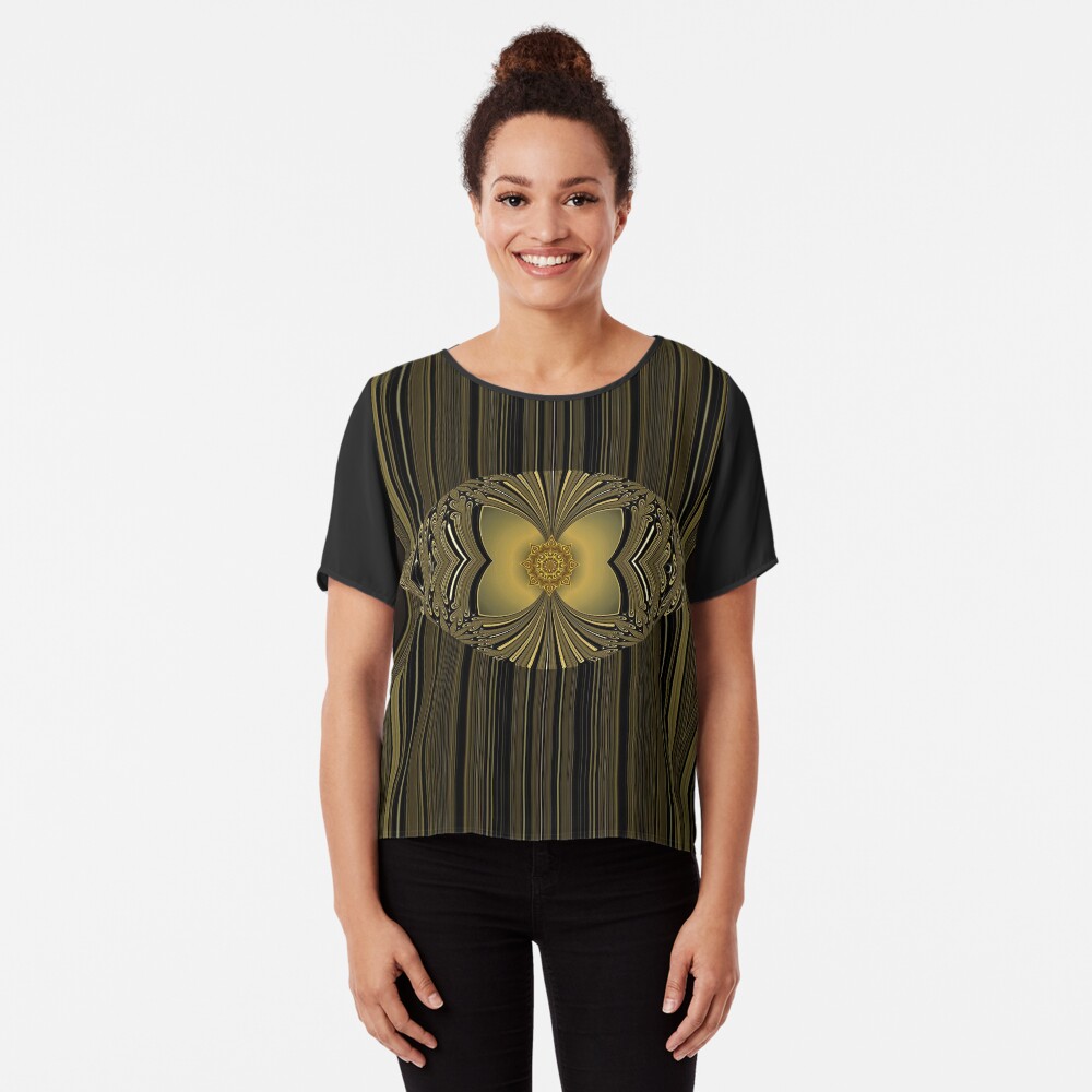 Golden Floral Chiffon Top