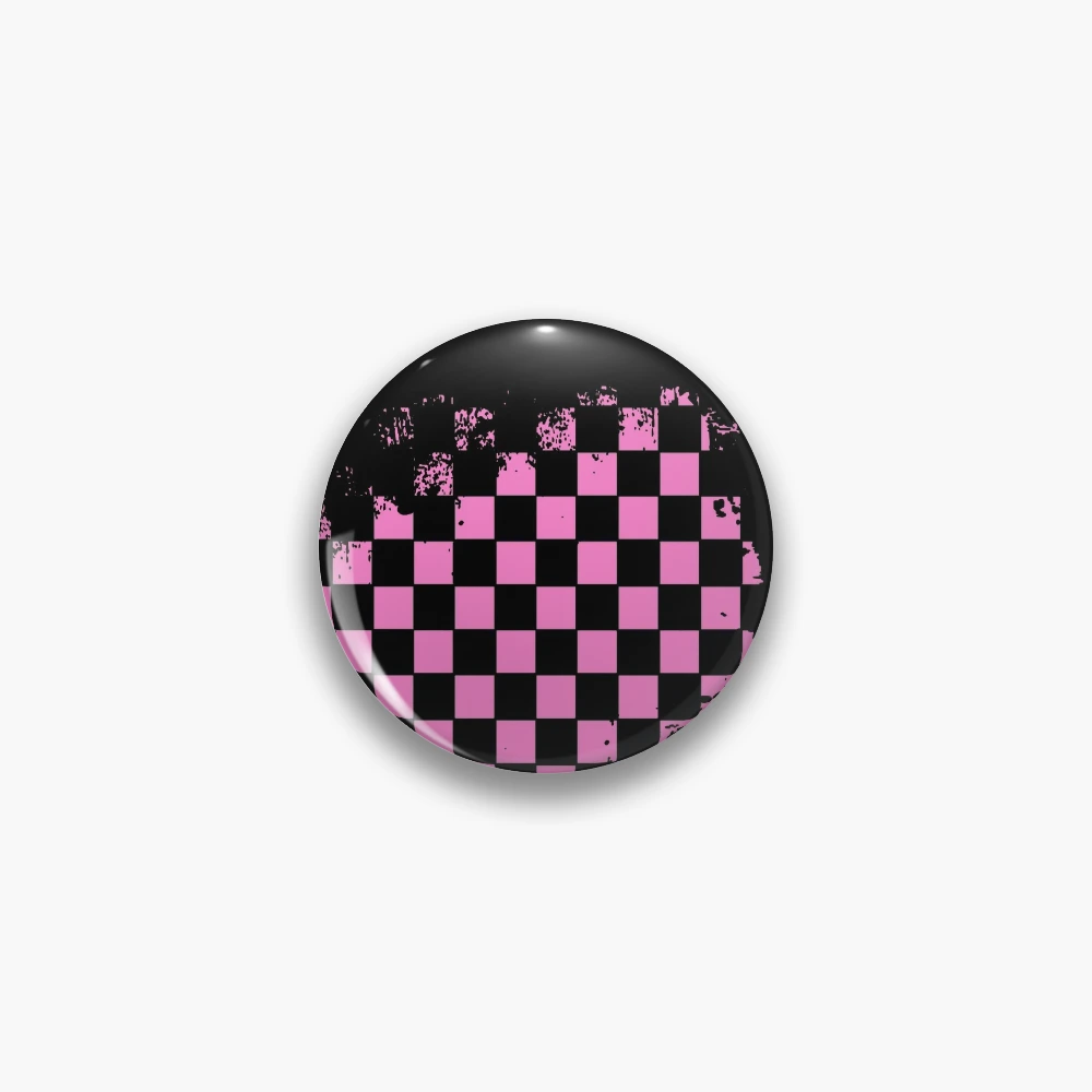 Grunge Emo Checkerboard Pink | Pin