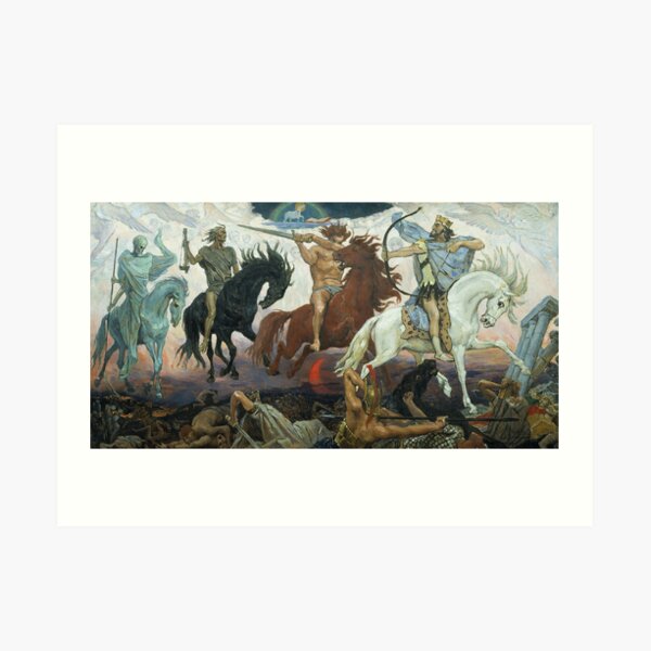 Four Horsemen of the Apocalypse. 1887. Painting by Viktor Vasnetsov. Art Print