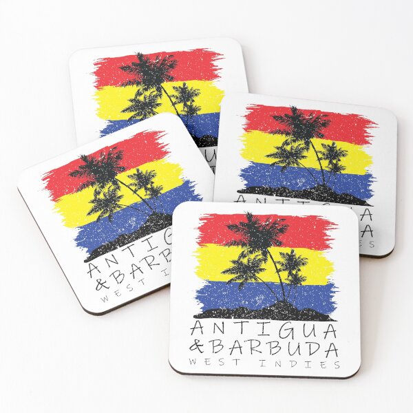 Item preview, Antigua and Barbuda National Colours in Background of Palm silhouette designed and sold by IdentiTee Studios.