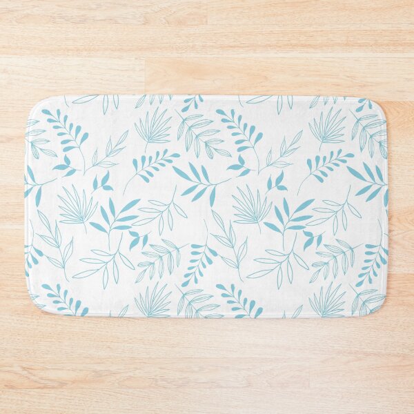 Item preview, Light blue leaves in white background pattern designed and sold by Emkute.