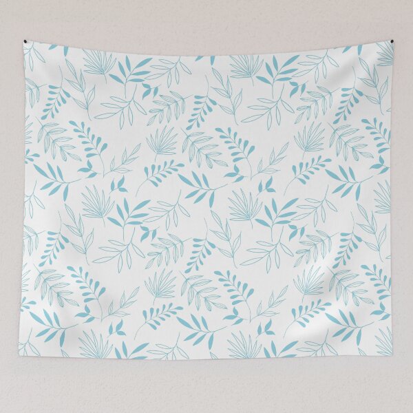 Item preview, Light blue leaves in white background pattern designed and sold by Emkute.