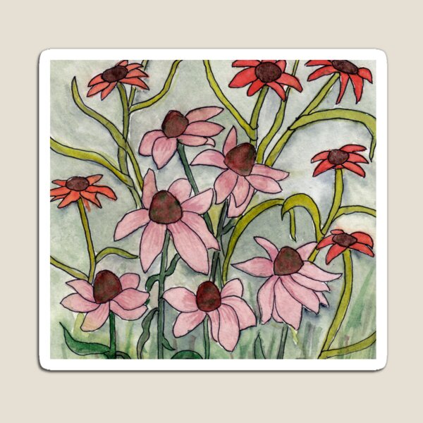 Artikelvorschau, Echinacea and Co. Blumen in art deco Format. entworfen und verkauft von Cacatuart.