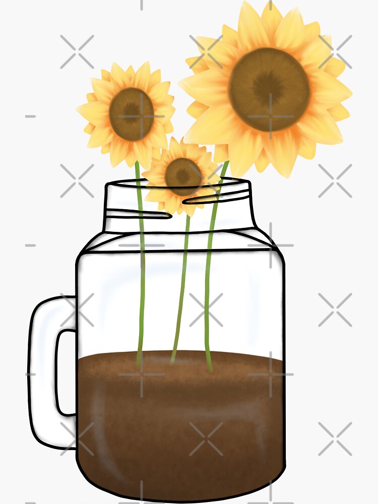 Thumbnail 3 of 3, Sticker, Aesthetic sunflowers in a coffee glass designed and sold by Pastel-PaletteD.