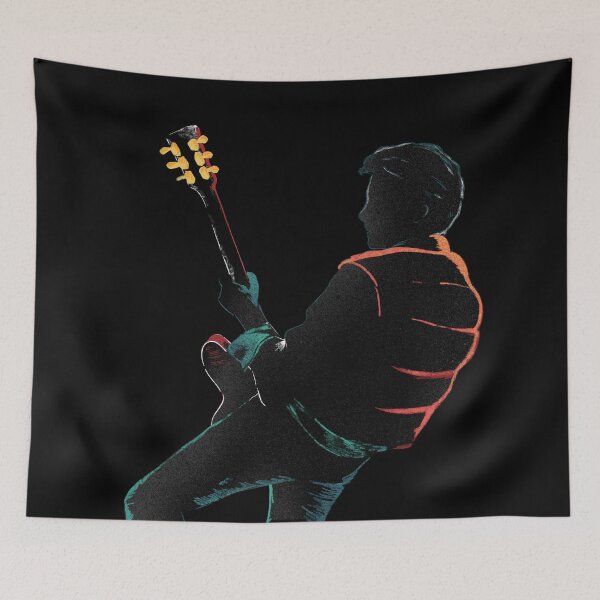 Aperçu de l'œuvre Retour vers le futur - Marty jouant de la guitare Noir créée et vendue par AndreaFanArt.