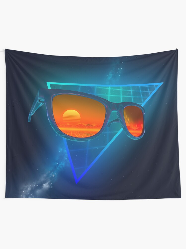 Alternate view of Sunglasses in space (Blue) Tapestry