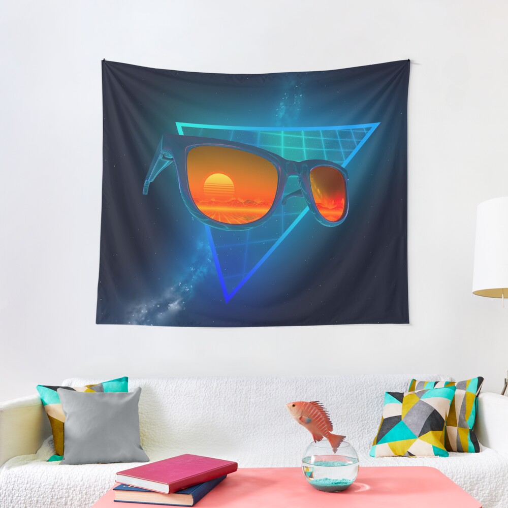 Sunglasses in space (Blue) Tapestry