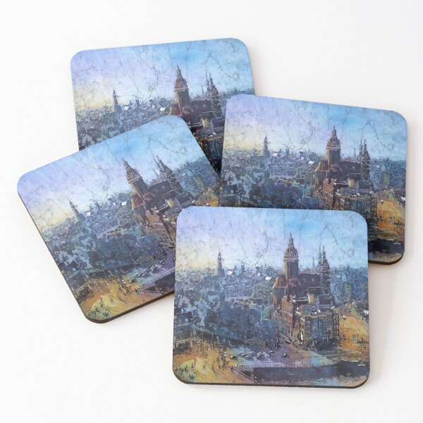 Item preview, Downtown medieval Amsterdam, Netherlands at sunset. designed and sold by rfoxphoto.