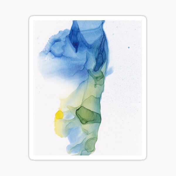 Blue and Yellow Ink Abstract Sticker