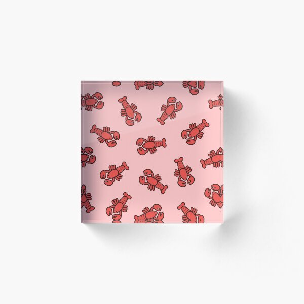 Lobsters Pattern on Light Pink Acrylic Block