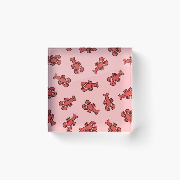 Lobsters Pattern on Light Pink Acrylic Block
