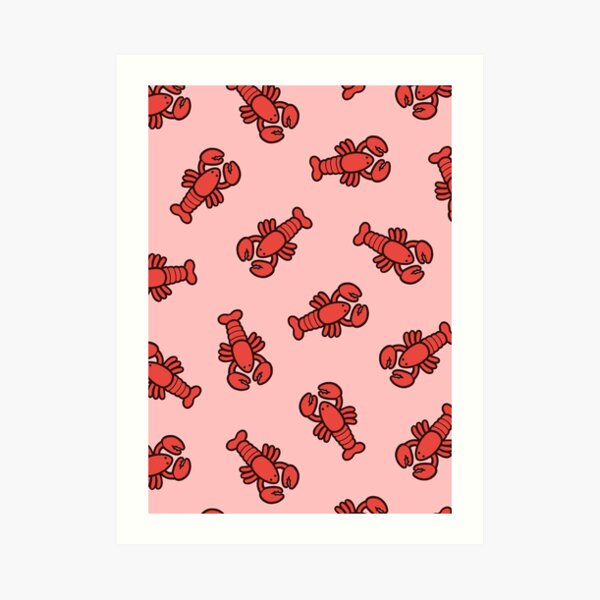 Lobsters Pattern on Light Pink Art Print