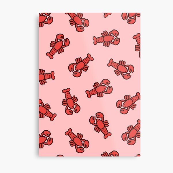 Lobsters Pattern on Light Pink Metal Print