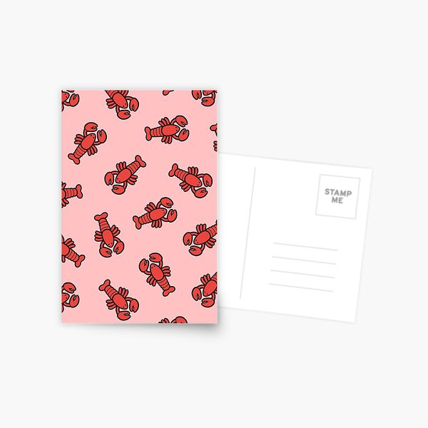 Lobsters Pattern on Light Pink Postcard